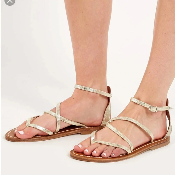 K.Jacque St.Tropez Ankle Strap Gold Epicure Sandal - Picture 1 of 9